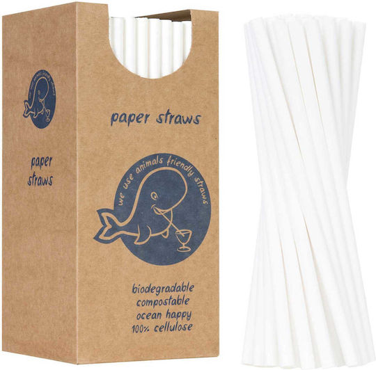 Bio Ecological Paper Straws 6/205mm White 250 Pcs