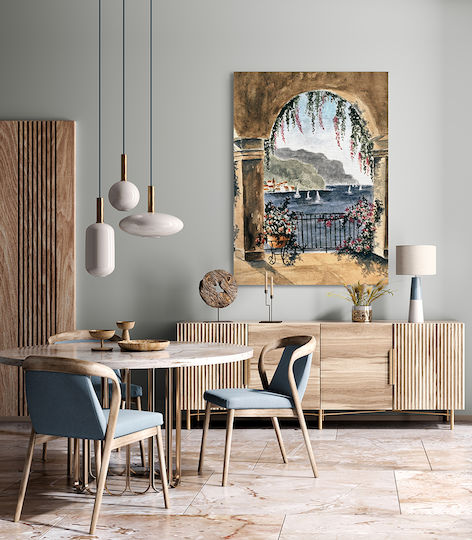 Πίνακας Καμβά Μπαλκόνι Θέα Στη Θάλασσα Knv2463 30cm X 40cm