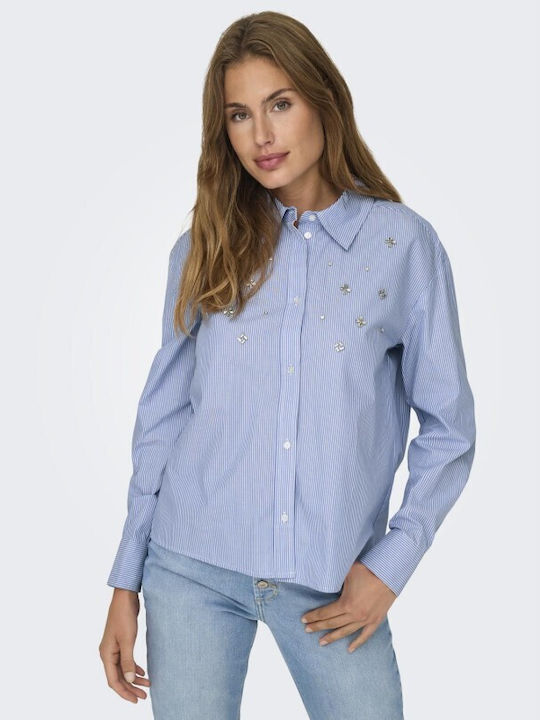 Only Langärmelig Damen Hemd Light Blue