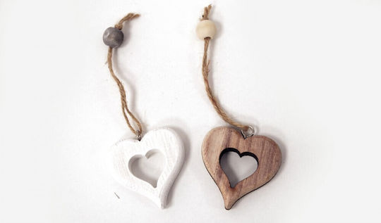 Heart Thick Perforated 6cm Cord Bead 12 Pieces