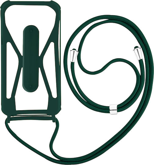 Universal Silicone Lanyard Smartphone Case Bumper Corners Kickstand Green