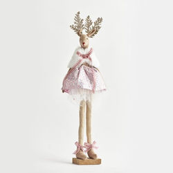 Fabric Reindeer with Pink Skirt 13x44cm