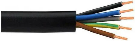 Flexible Power Cord with Cable Properties 5x0.75mm² in Black Colour 1m Flexible