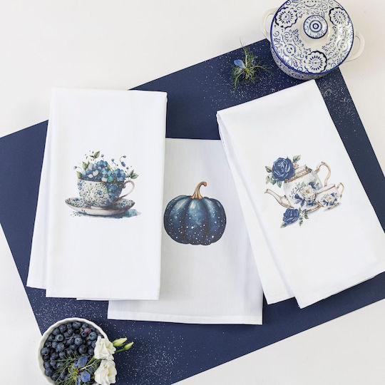 Borea Tea Towel from 100% Cotton in White Color 50x70cm 3pcs