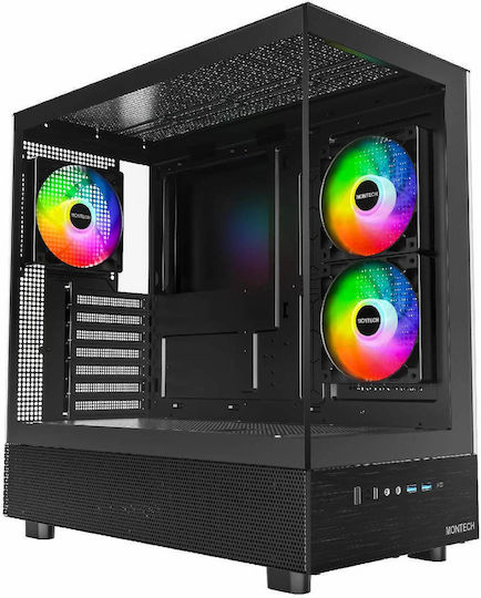 Montech XR Gaming Midi Tower Κουτί Υπολογιστή με Πλαϊνό Παράθυρο και ARGB Φωτισμό Μαύρο