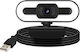 Webcam Usb 1080p Hd Wide Angle Led Light Microphone Rotating Black