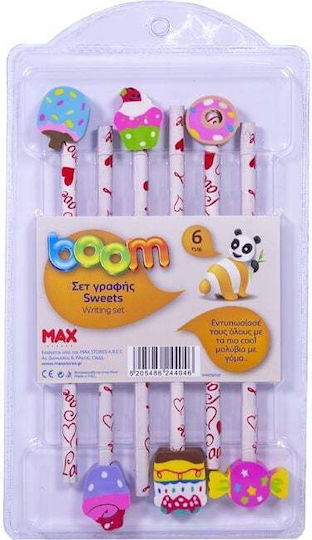 Boom Set de 6 Creioane cu Radieră