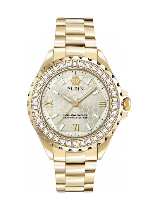 Philipp Plein Rock Couture Womens Watch 38mm Battery Gold Metal Bracelet