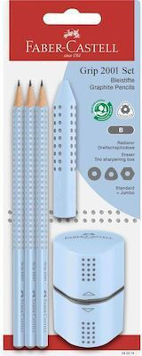 Faber-Castell Pencil Set with Scraper and Eraser Light Blue 3pcs