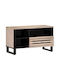 TV Stand from Metal & Solid Wood Gray L80xW34xH46cm