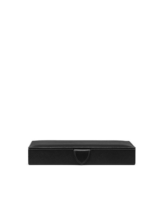 Smythson Black Leather Cufflink Box