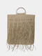 Strohtasche mit Fransen in Beige Einheitsgröße