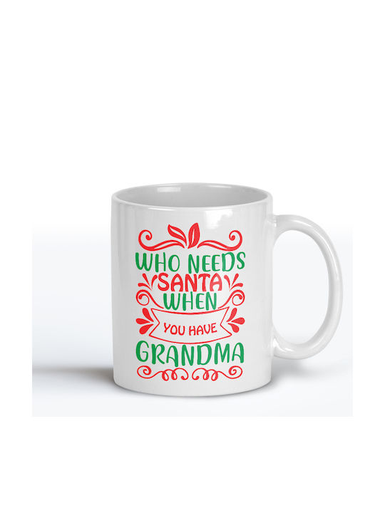 Christmas Mug Ceramic White D8cm.