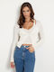 Damen Langarm Pullover Weiß