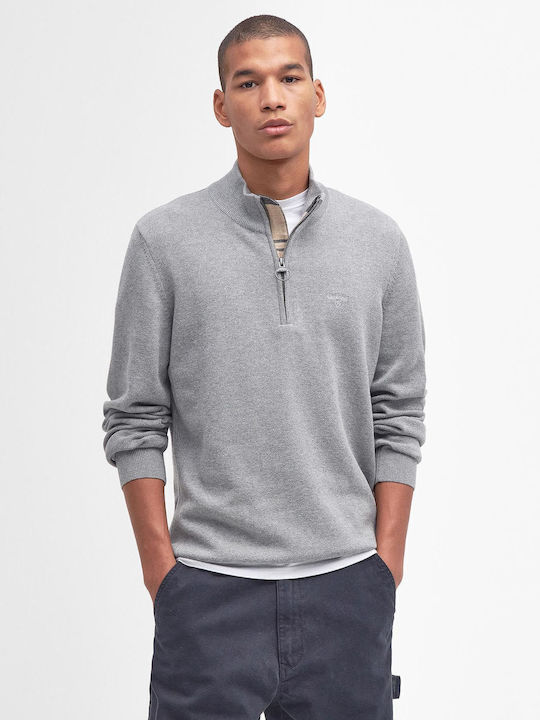 Barbour Langarm Pullover Grau Offen