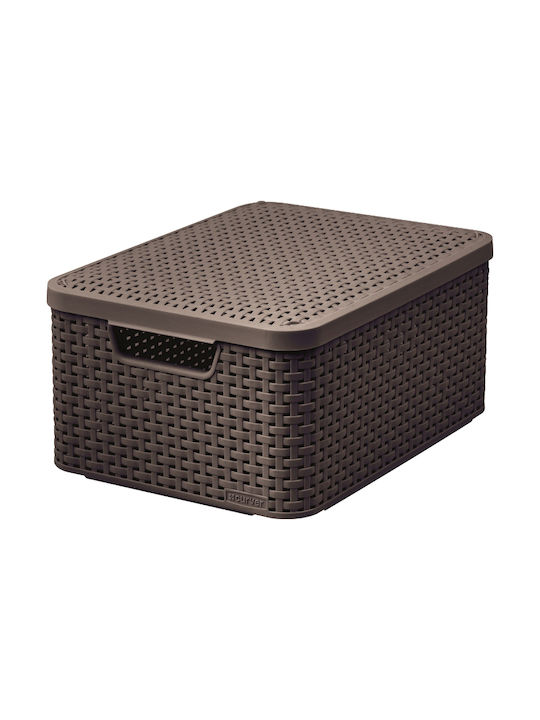 Curver Coș de Depozitare Plastic cu capac Maro 18lt 1buc