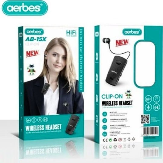 Aerbes AB-15X In-ear Bluetooth Handsfree Ακουστικό Πέτου Μαύρο