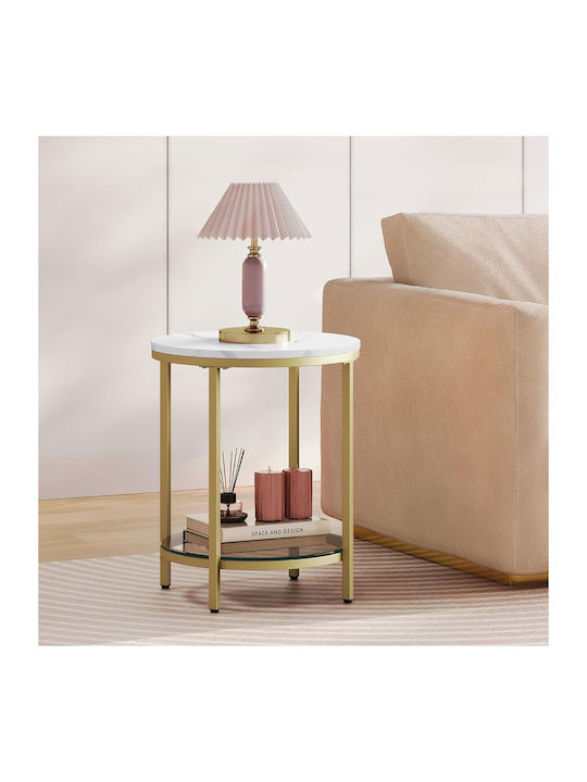 Round Side Table Glass Metallic L45xW45xH55cm.
