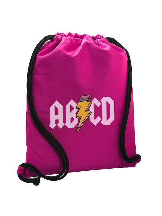 Abcd Backpack Pouch Gymbag Fuchsia Pocket 40x48cm & Thick Cords