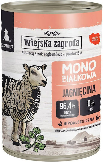 Wiejska Zagroda Wet Food for Puppies in Cans with Lamb Grain-Free & Gluten-Free 400gr