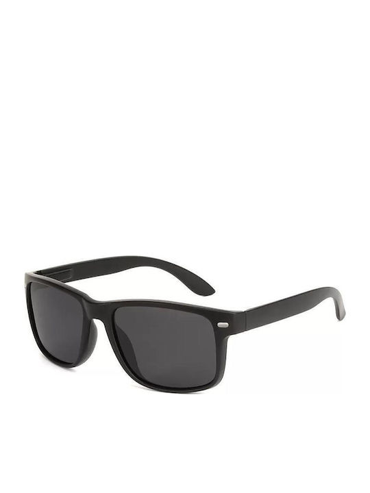 Polareye Men's Sunglasses with Black Plastic Frame and Black Polarized Lens
