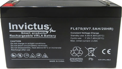 Invictus UPS Battery with Capacity 7.5Ah and Voltage 6V 07.02.0176 1pcs