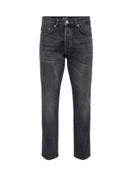 Ανδρικό Παντελόνι Τζιν με Loose Tapered Εφαρμογή black denim