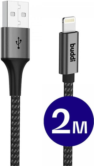 Buddi Редовна USB-A към Lightning кабел 12W Черен 2м (122494)