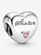 Pandora Sisters Charm Καρδιά από Ασήμι Ροζ