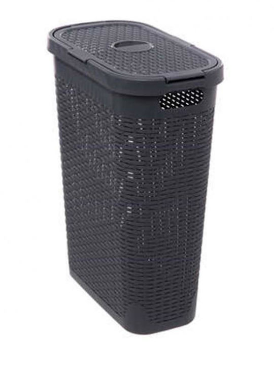 Plastona Laundry Basket Plastic 26.5x46.4x60.5cm Gray