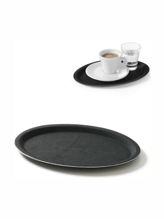 Hendi Oval Serviertablett Rutschfest in Schwarz Farbe 21x29x21cm 1Stück