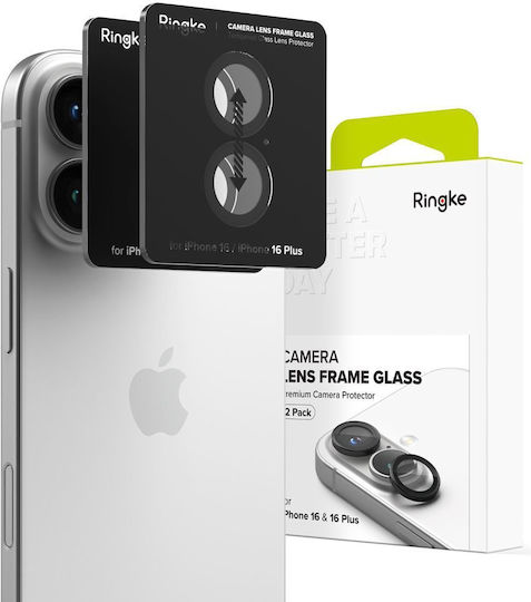 Ringke Frame Protector Προστασία Κάμερας Tempered Glass Μαύρο για το iPhone 16, iPhone 16 Plus