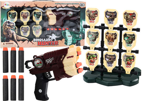 Lean Toys Foam Dinosaurs Gun With Darts Set Toy Guns Brown 18cm