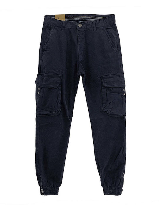 Ustyle Men's Trousers Cargo Elastic Blue