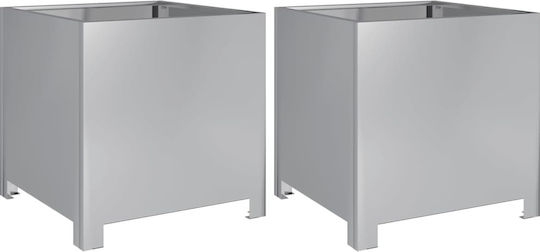 vidaXL Grădină Set 2 Jardiniere Metalice Silver