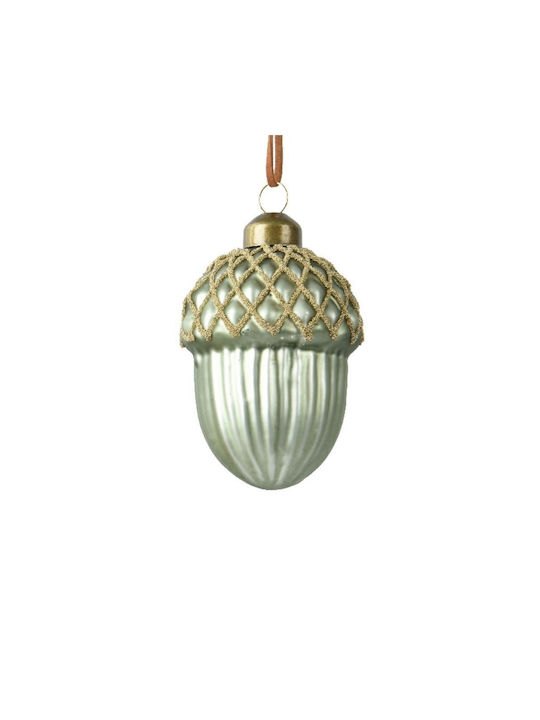 Hängendes Ornament Eichel Glas Grün 8x5.5cm