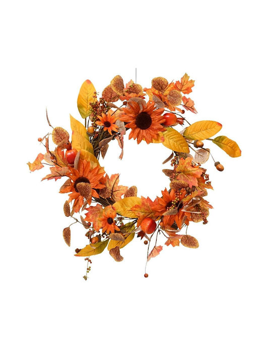 Christmas Fabric Decorative Wreath 50cm with Autumn Sunflower Leaves