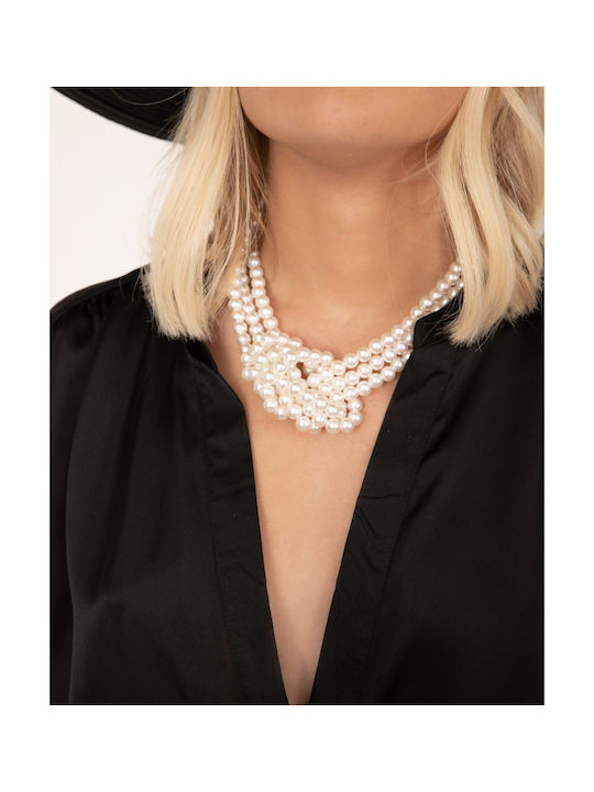 Statement Necklace White Pearls