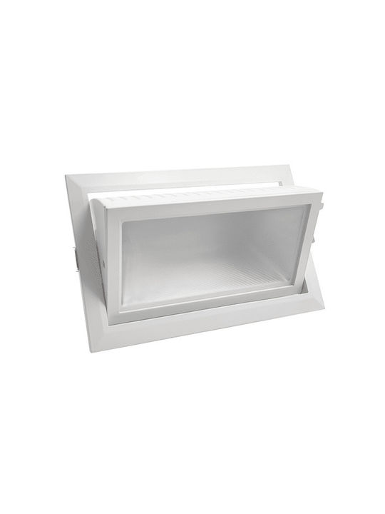 Elmark Rectangle Metallic Recessed Spot with Integrated LED and Natural White Light White 22x13cm. 1pcs