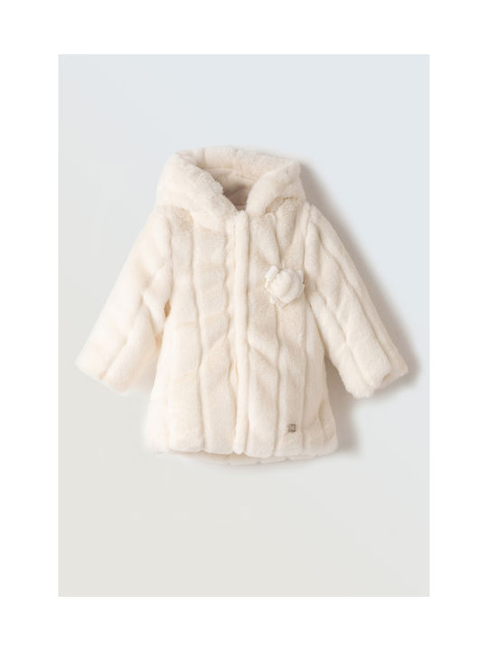 Evita Kids Fur Coat with Hood White