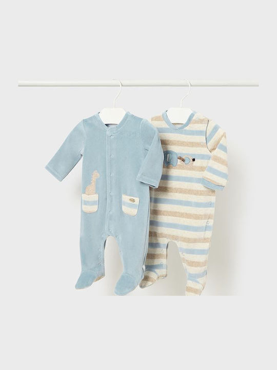 Mayoral Set Body pentru Bebeluși Mânecă lungă Catifea Light Blue 2buc