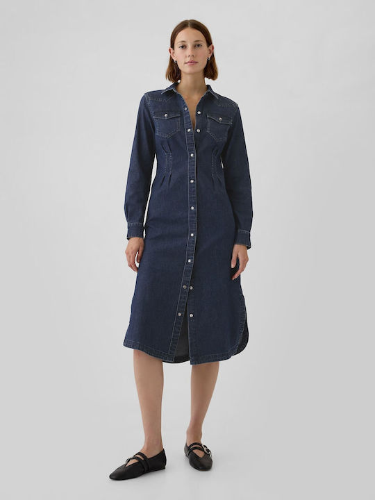 Midi Hemdkleid Kleid Dark Wash