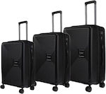 Cardinal Travel Suitcases Hard Black with 4 Wheels Set of 3pcs