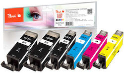 Peach PI100-247 Compatible Pack Canon PGI-520/CLI-521 Black