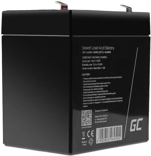 Green Cell Μπαταρία UPS με Χωρητικότητα 4Ah και Τάση 12V AGM59 1τμχ