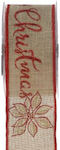 Canvas Ribbon Wire Flower Merry Christmas Glitt...