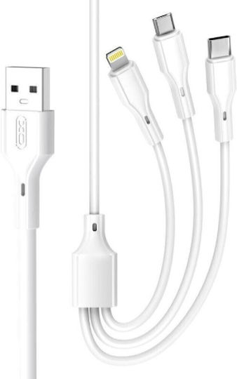 XO Редовна USB към Lightning / Type-C Кабел 2.4Спецификация Бял 1м
