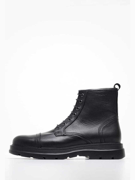 Damiani Men's Leather Military Boots Black