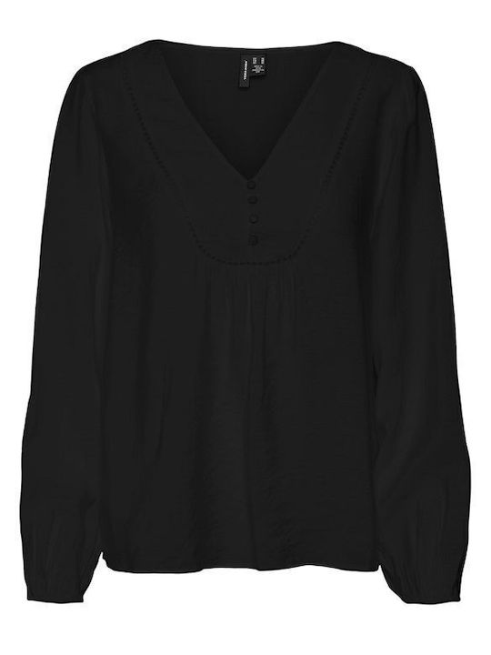 Vero Moda Damen Bluse Langärmelig Black