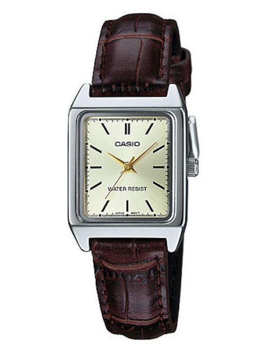 Casio Women's Watch with Brown Leather Strap
